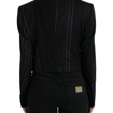 Elegant Striped Double Breasted Wool Blazer