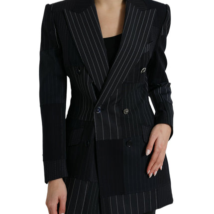 Elegant Striped Virgin Wool Blazer