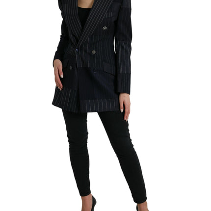 Elegant Striped Virgin Wool Blazer