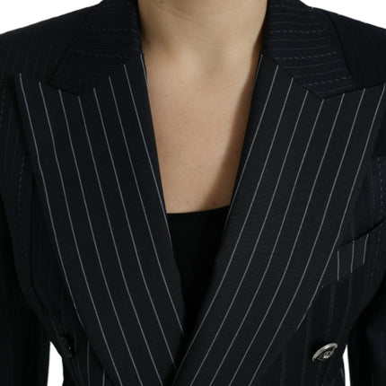 Elegant Striped Virgin Wool Blazer