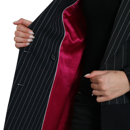 Elegant Striped Virgin Wool Blazer