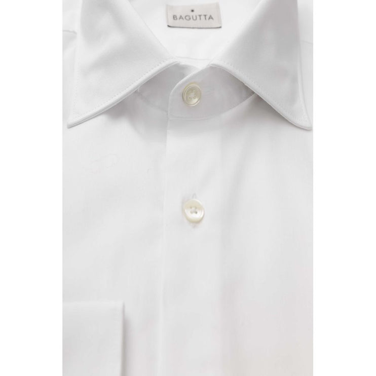 Elegante camisa de cuello francés de algodón blanco