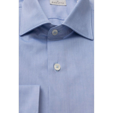 Elegante camisa de algodón azul claro para hombres