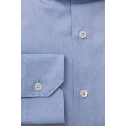 Elegante camisa de algodón azul claro para hombres