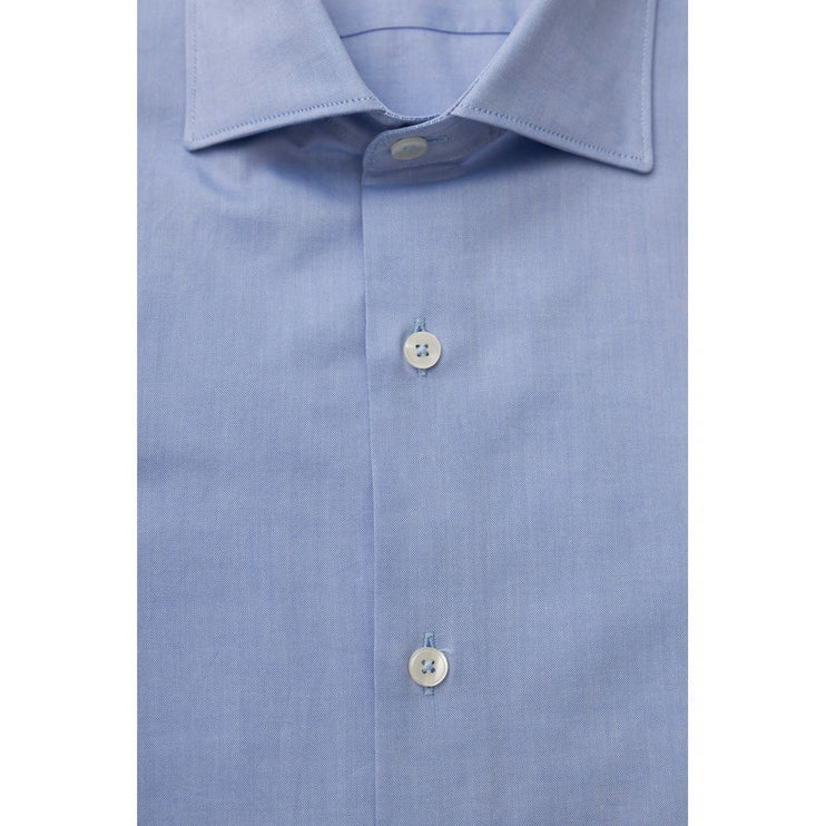 Elegante camisa de algodón azul claro para hombres