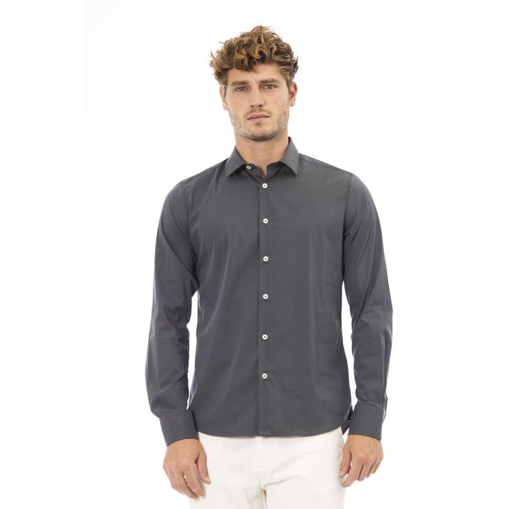 Camisa de cuello italiano gris gris