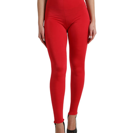 Elegante rode leggings met hoge taille