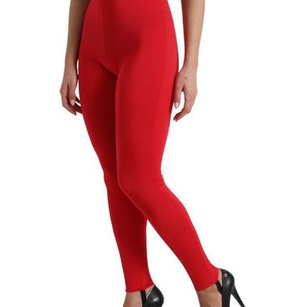 Elegante rode leggings met hoge taille