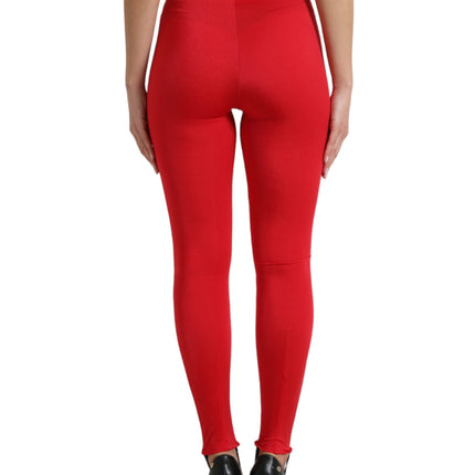 Elegante rode leggings met hoge taille