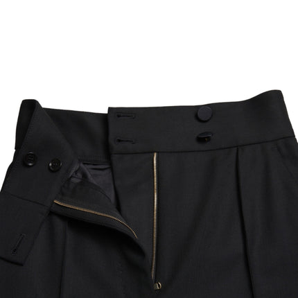 Eleganti pantaloni in lana affusolato in vita alta