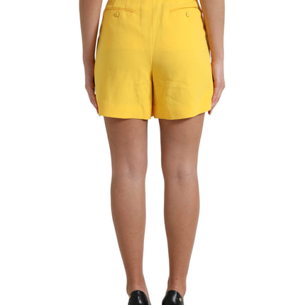 Eleganti pantaloncini di bermuda ad alta vita in giallo soleggiato