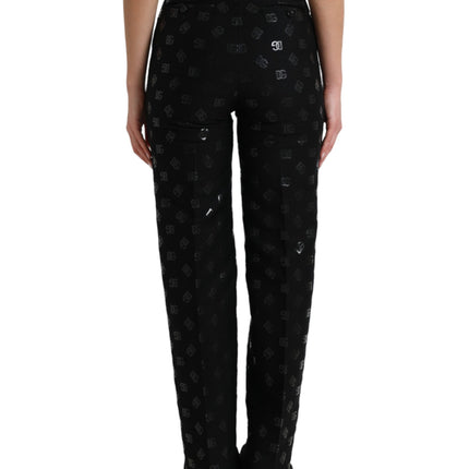 Chique High Taille Rechte broek met logo -print