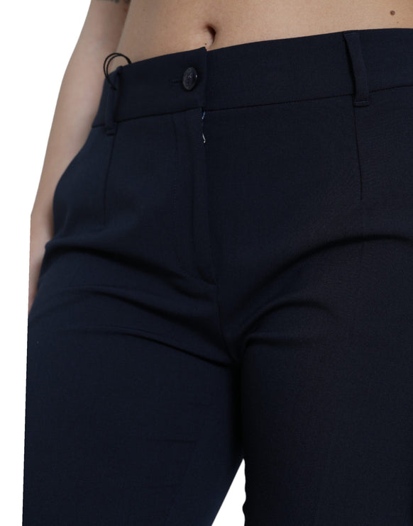 Eleganti pantaloni conici a metà vita in blu