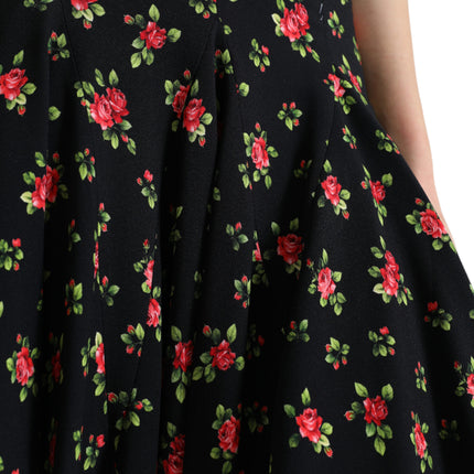 Bloemen A-lijn mini-rok met hoge taille