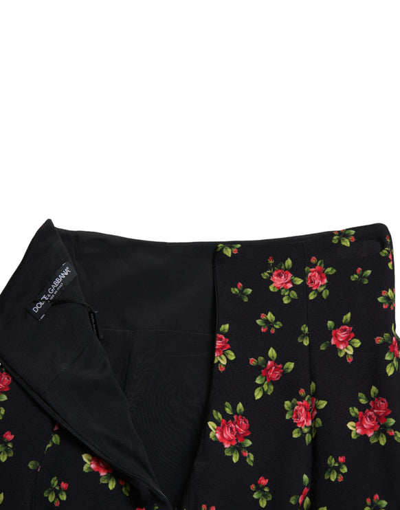 Bloemen A-lijn mini-rok met hoge taille