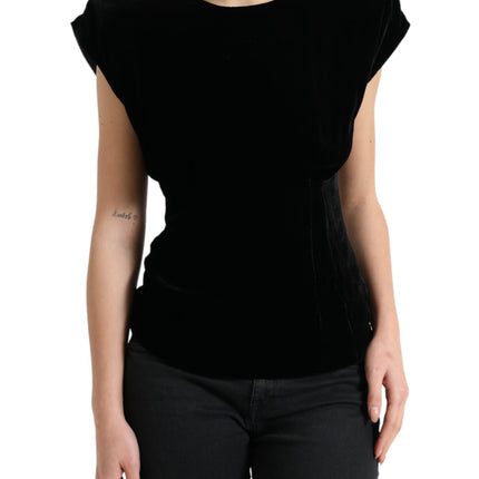 Velvet Exaggerated Shoulder Top