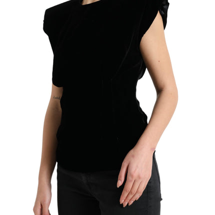 Velvet Exaggerated Shoulder Top