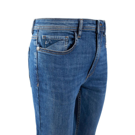 Jeans de mezclilla de confort de lavado oscuro y elegantes