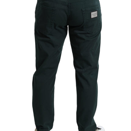 Elegantes jeans de algodón flaco verde