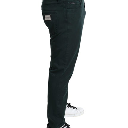 Elegantes jeans de algodón flaco verde