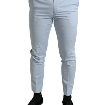 Pantalones delgados del algodón azul cielo