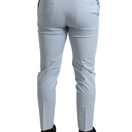 Pantalones delgados del algodón azul cielo