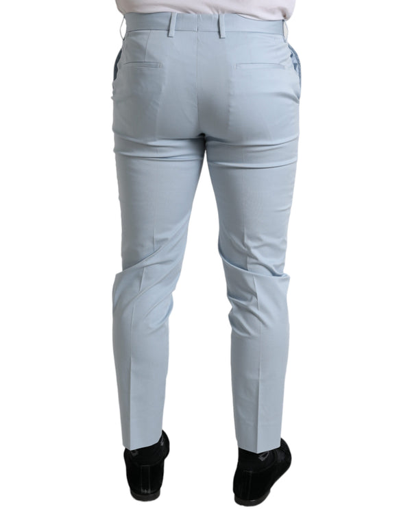 Pantalones delgados del algodón azul cielo