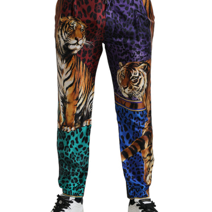 Jeans de mezclilla multicolor tigre impresa