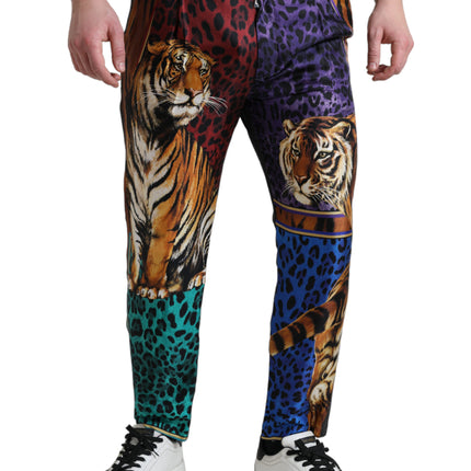 Jeans de mezclilla multicolor tigre impresa