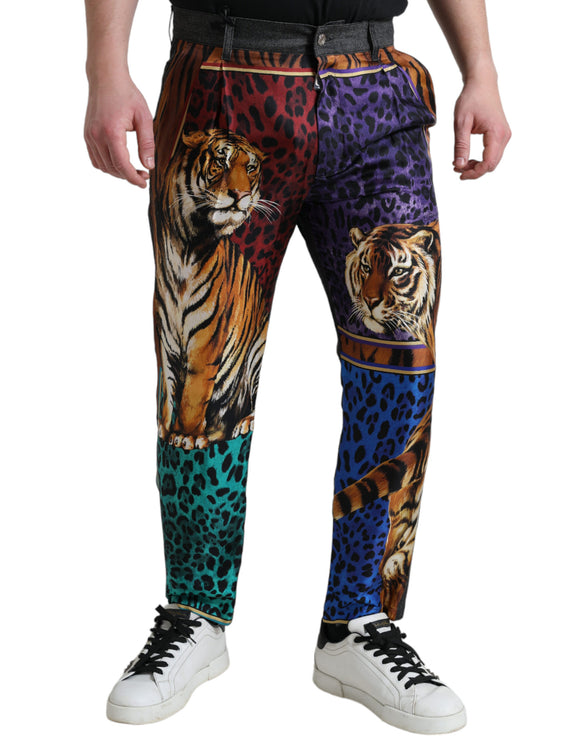 Jeans de mezclilla multicolor tigre impresa