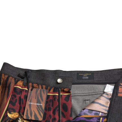 Jeans de mezclilla multicolor tigre impresa