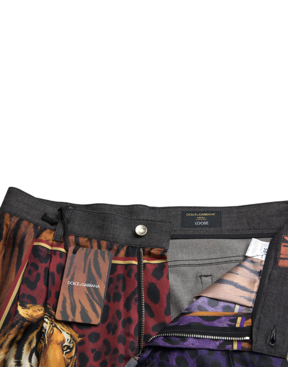 Jeans de mezclilla multicolor tigre impresa