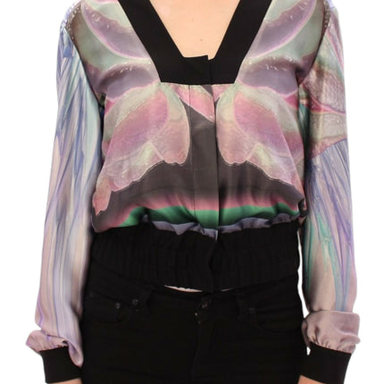 Chaqueta de blusa de seda multicolor