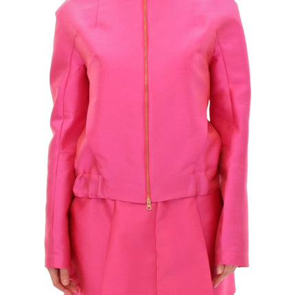 Elegante chaqueta de mezcla de seda rosa