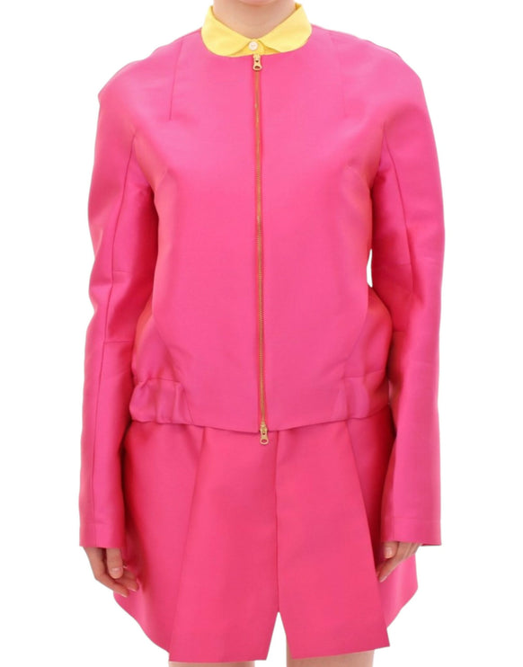 Elegante chaqueta de mezcla de seda rosa