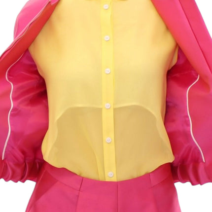 Elegante chaqueta de mezcla de seda rosa