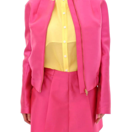 Elegante chaqueta de mezcla de seda rosa