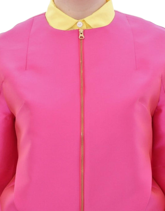 Elegante chaqueta de mezcla de seda rosa