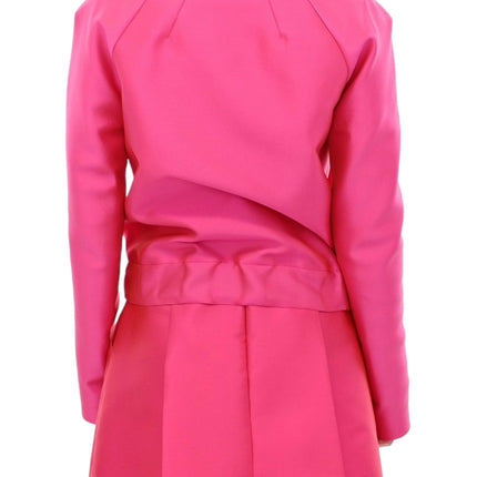 Elegante chaqueta de mezcla de seda rosa