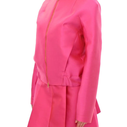 Elegante chaqueta de mezcla de seda rosa