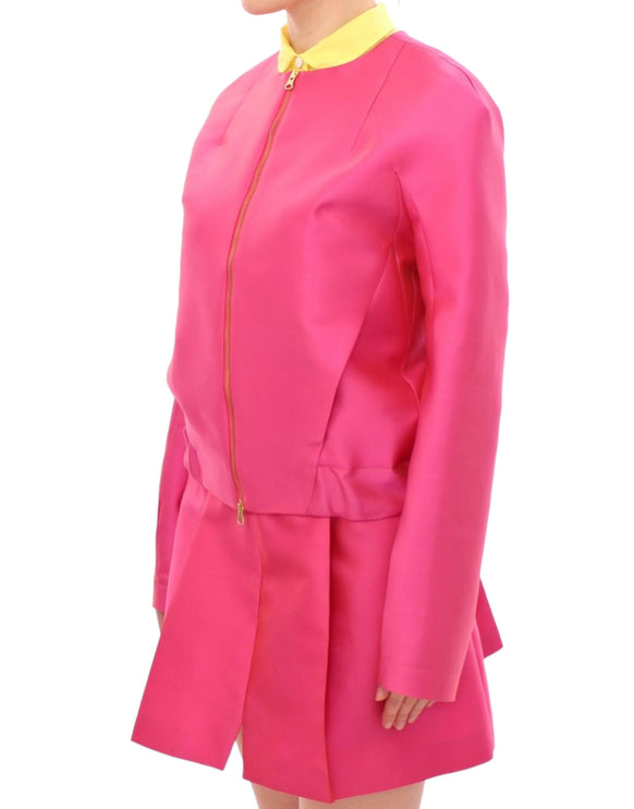 Elegante chaqueta de mezcla de seda rosa