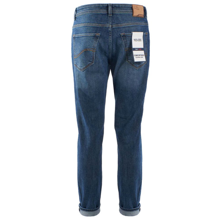 Jeans de mezclilla de confort de lavado oscuro y elegantes