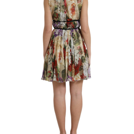 Bloemen elegantie zijden chiffon mini jurk