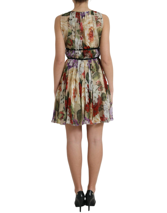 Bloemen elegantie zijden chiffon mini jurk