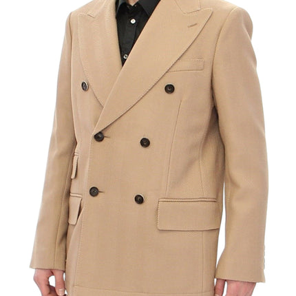 Elegant Beige Formal Wool Coat