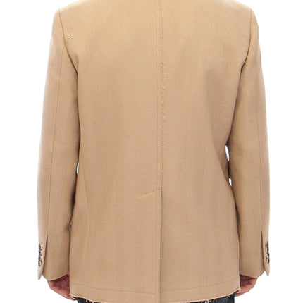 Elegant Beige Formal Wool Coat