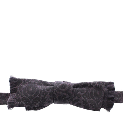 Elegant Black Paisley Silk-Wool Blend Bow Bow