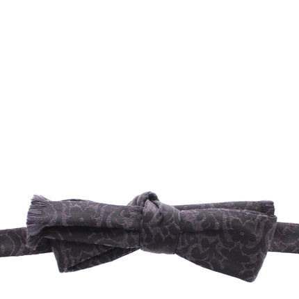 Elegant Black Paisley Silk-Wool Blend Bow Bow