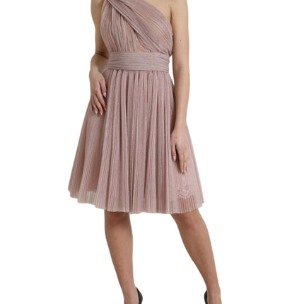 Robe de tulle rose asymétrique élégante