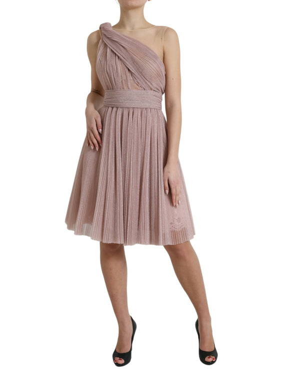 Robe de tulle rose asymétrique élégante